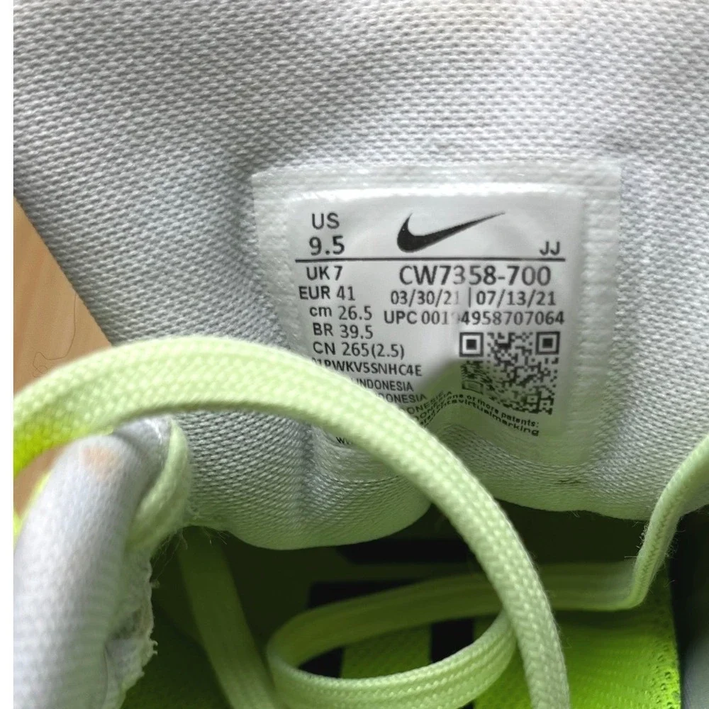 Nike Air Zoom Pegasus‎ 38 Barely Volt Black Running Shoes CW7358-700 Womens 9.5
